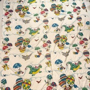 Vintage Disney Blanket Pete’s Dragon Mickey Minnie Dumbo Hot Air Balloon